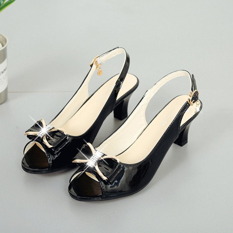 Dame Slingback-pumps med dekorativ sløjfe-design og komfortabel blokhæl Stilla