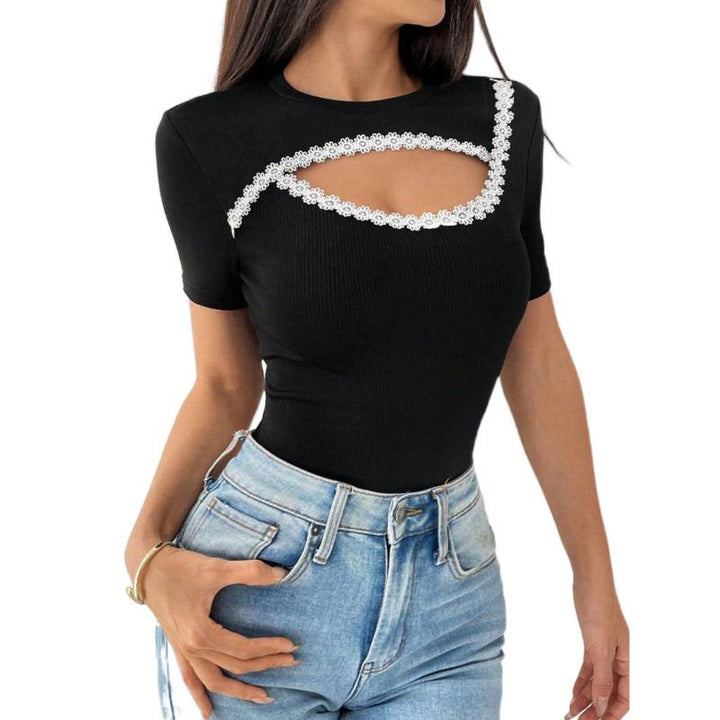 Dame Figurtilpasset Bodysuit med fin blondekant Skovae