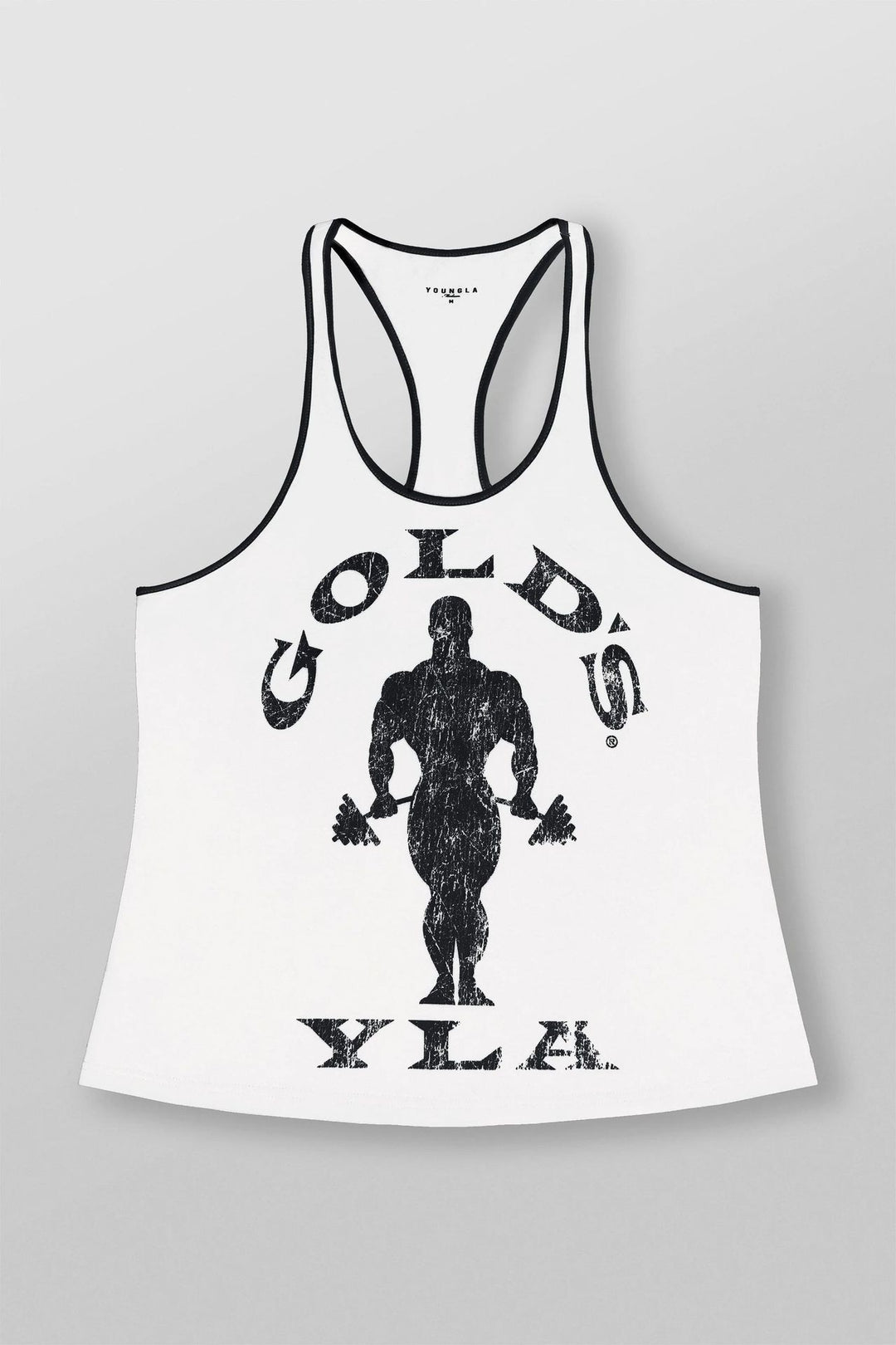 Herrer nan atletisk Stringer Tanktop rygfri snit med kontrastpiping og kraftsportmotiv Skovae