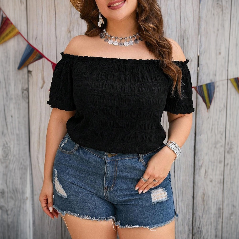 Damer Off-Shoulder Bluse med flæser og elastiske detaljer Stilla