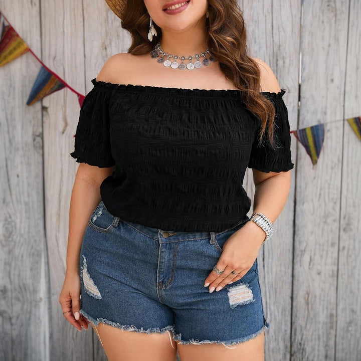 Damer Off-Shoulder Bluse med flæser og elastiske detaljer Stilla