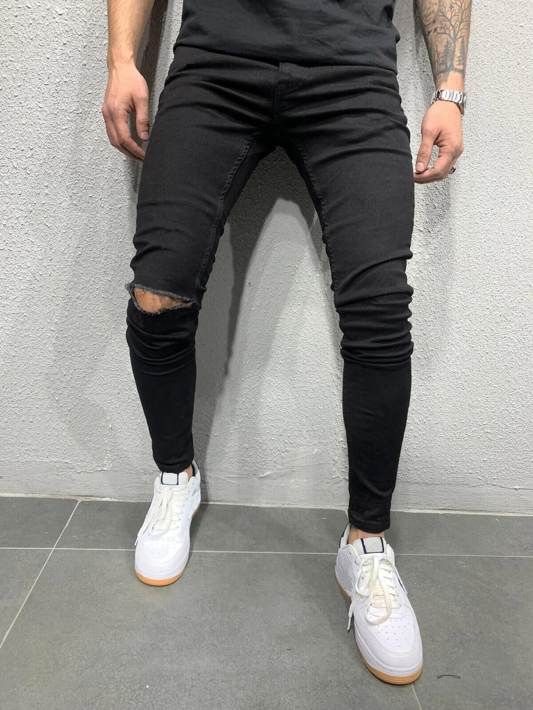 Herrer Skinny Jeans i trendy Distressed-look Stilla