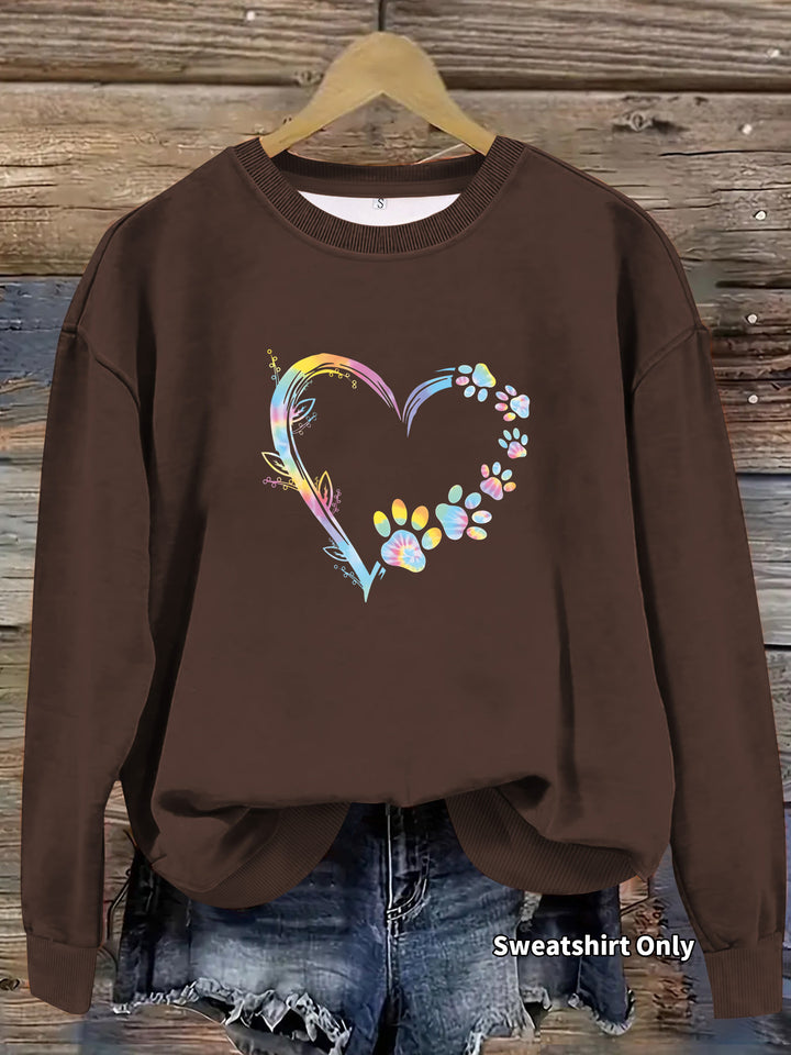 Kvinders sweatshirts med blomsterhjerte design og behagelig pasform Stilla