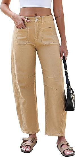 Dame brede jeans med høj talje og praktiske lommer Stilla