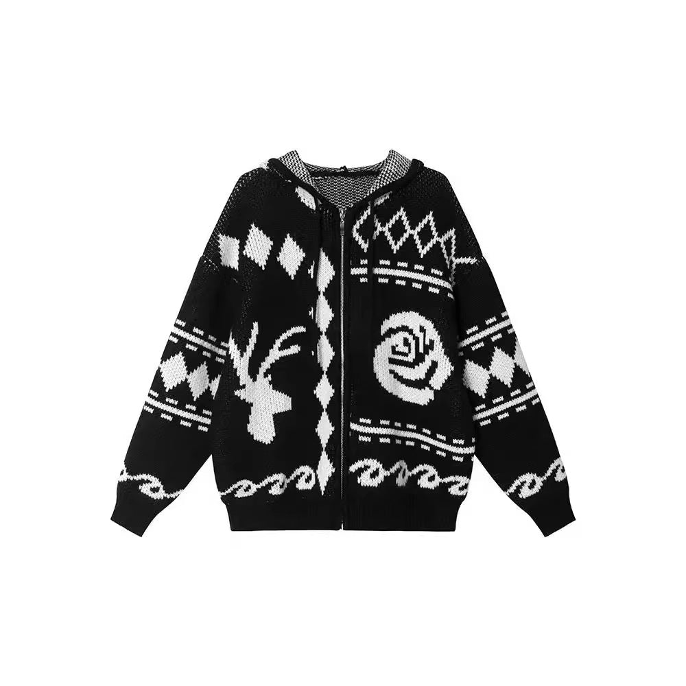 Kvinders chunky strikket cardigan med iøjnefaldende mønster og komfortabel pasform Stilla