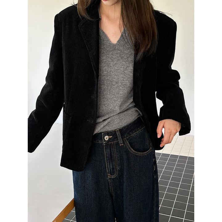 Dame bomuldsblazer med elegant tekstur og klassisk snit Stilla