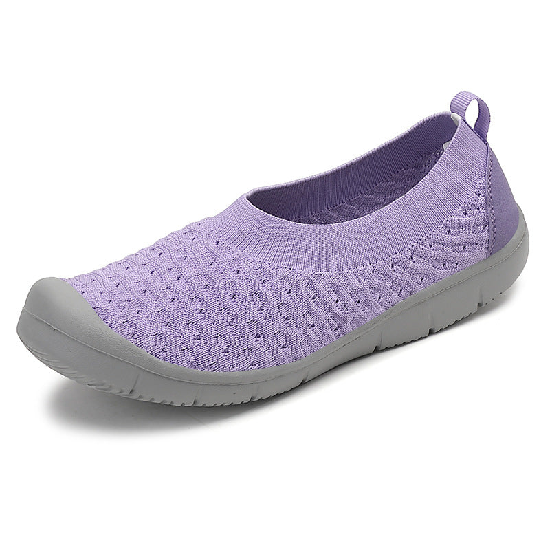 Dame nan åndbar strik ballerina slip-ons med forstærket tåhætte, elastisk indgang og fleksibel profilsåle Skovae