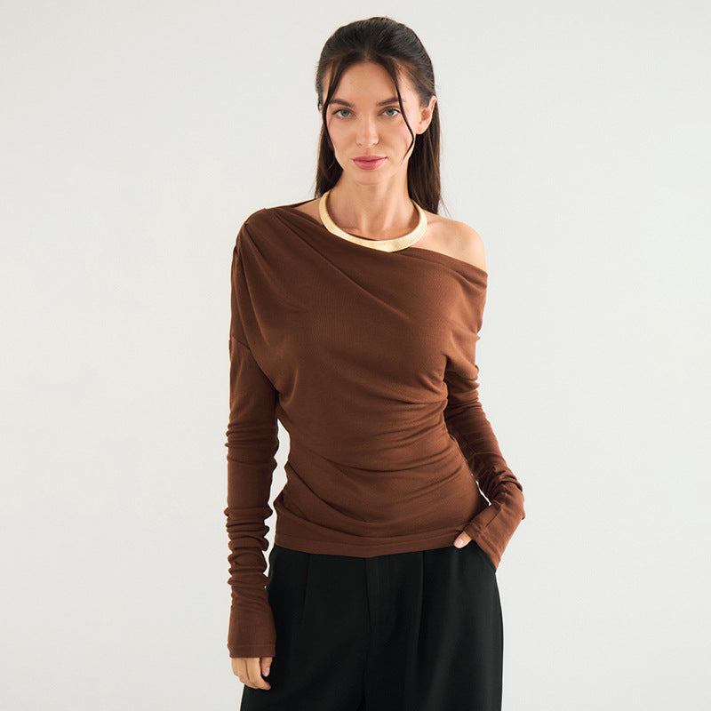 Femme Draped Off-Shoulder Langærmetop Stilla