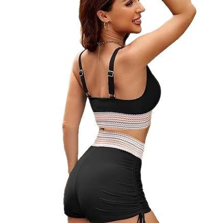 Dame Sporty Bikiniset med høj talje og justerbare sidesnore Stilla