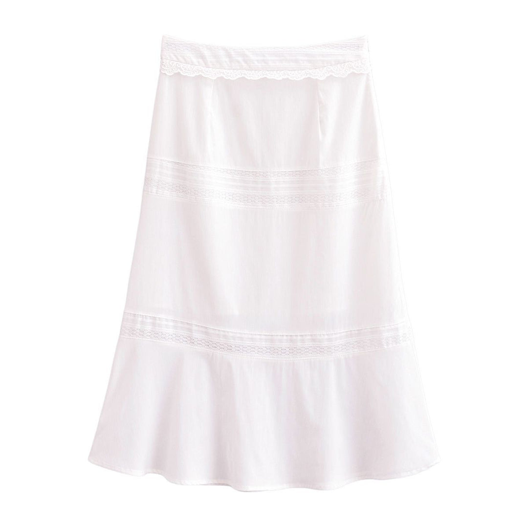 Dame midi nederdel med elegante spids detaljer og flydende snit Stilla