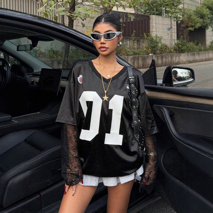 Kvinders Oversized Sports T-Shirt med Spændende Mesh Ærmedesign Stilla