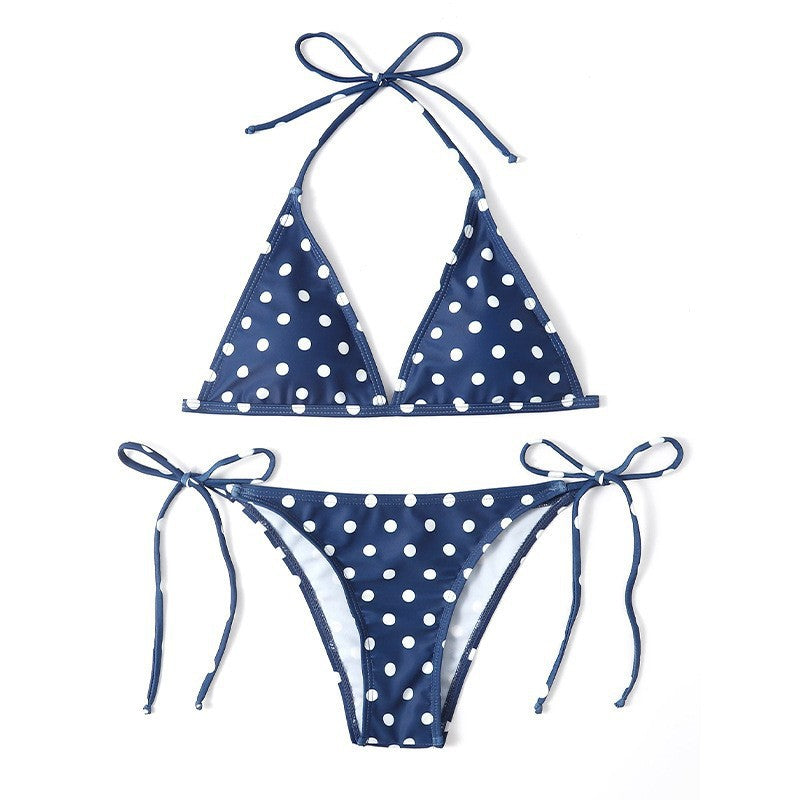 Dame Triangel-Bikini med kvalitets prikmønster og justerbare stropper Skovae