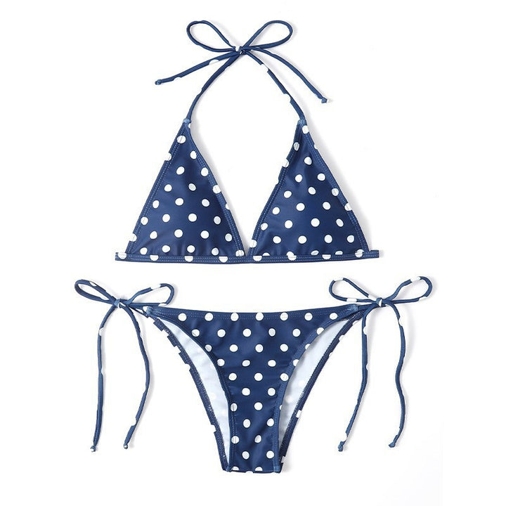 Dame Triangel-Bikini med kvalitets prikmønster og justerbare stropper Skovae