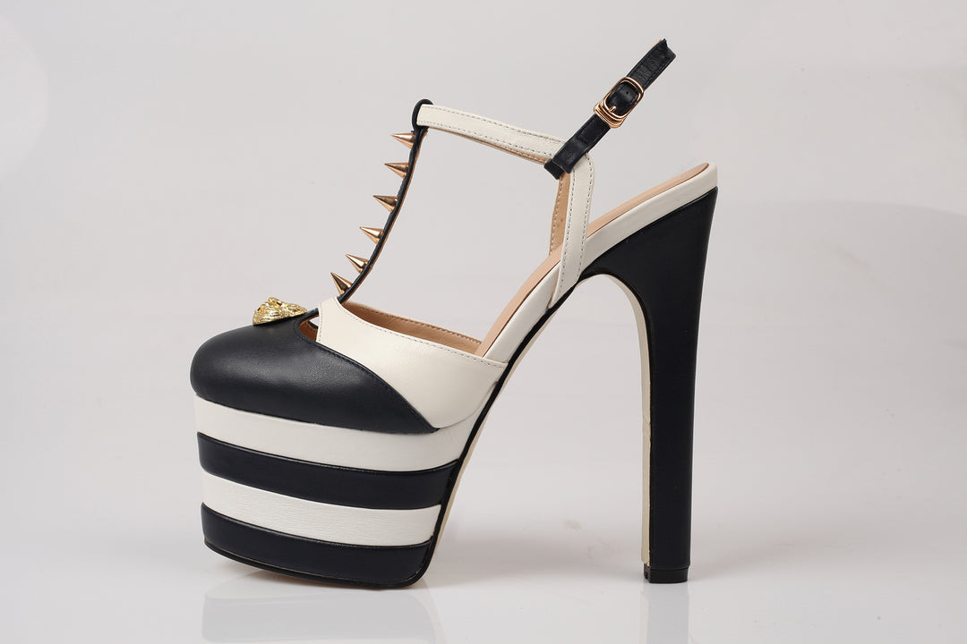 Femme Strappy Plattform Højhælede Sandaler med Spike-Accenter Stilla
