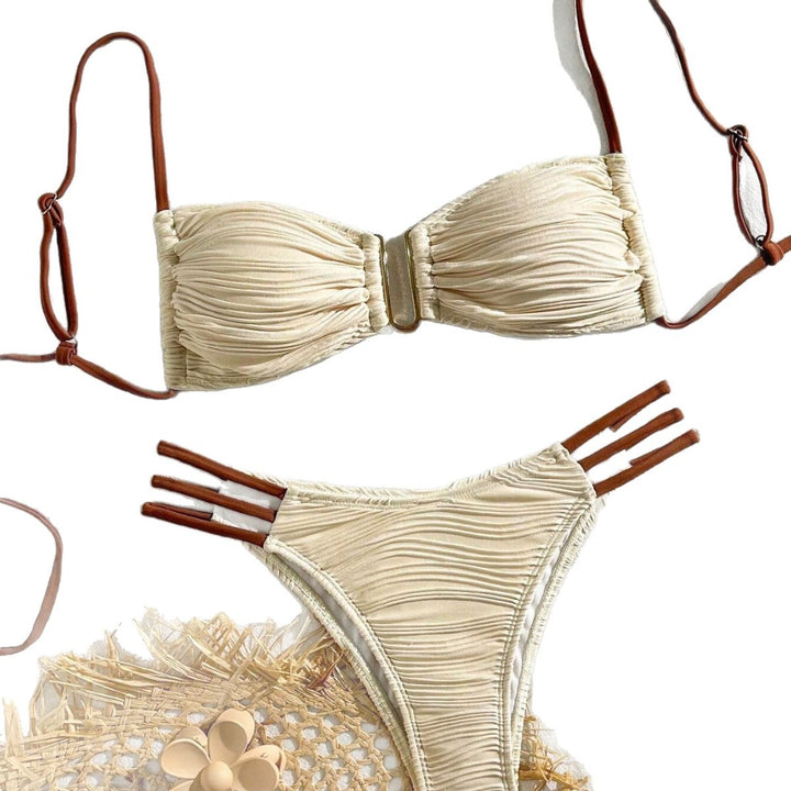 Dame bandeau-bikini med trendy ruffles design Skovae