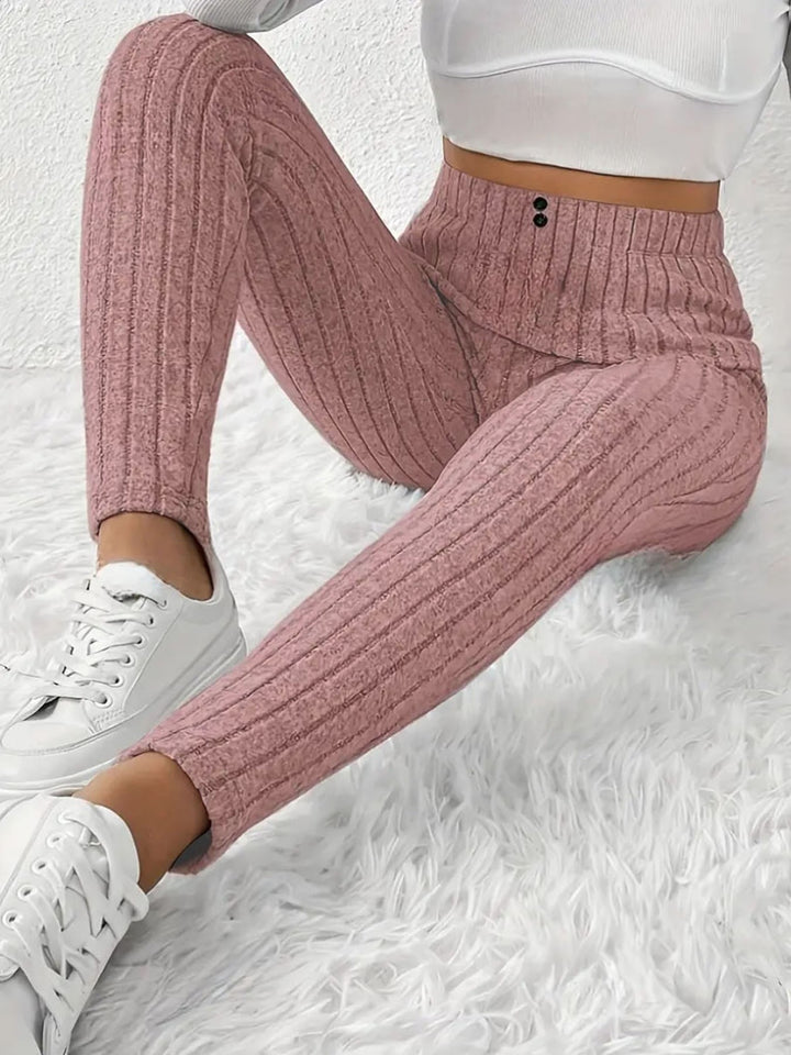 Kvinders højtaljede ribstrikkede leggings Stilla
