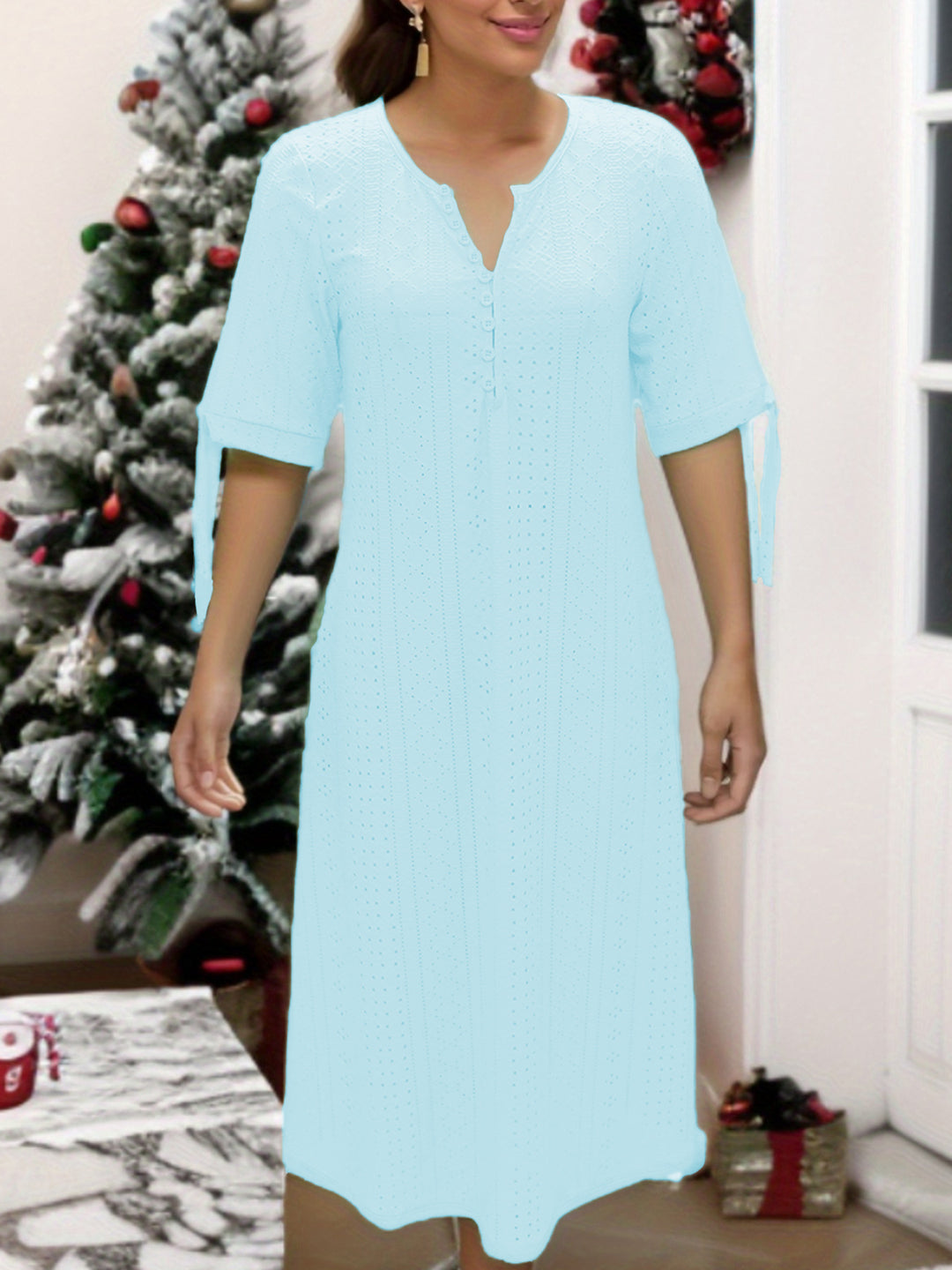 Femme Elegante Maxi-Kjole med Knap-Frontdetalje Stilla