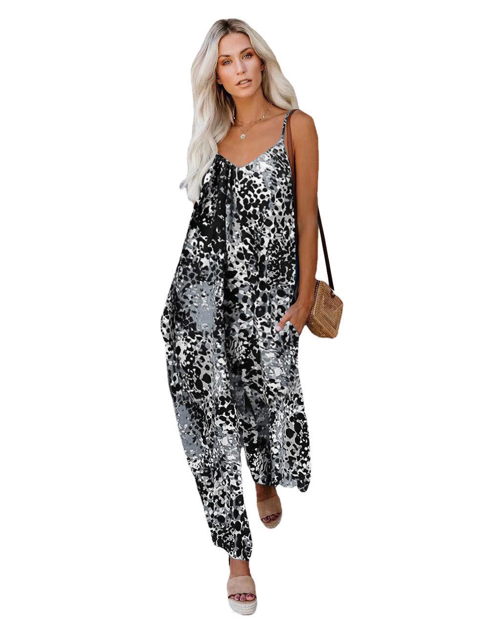 Dame jumpsuit med afslappet snit og moderigtigt leopardmønster Stilla