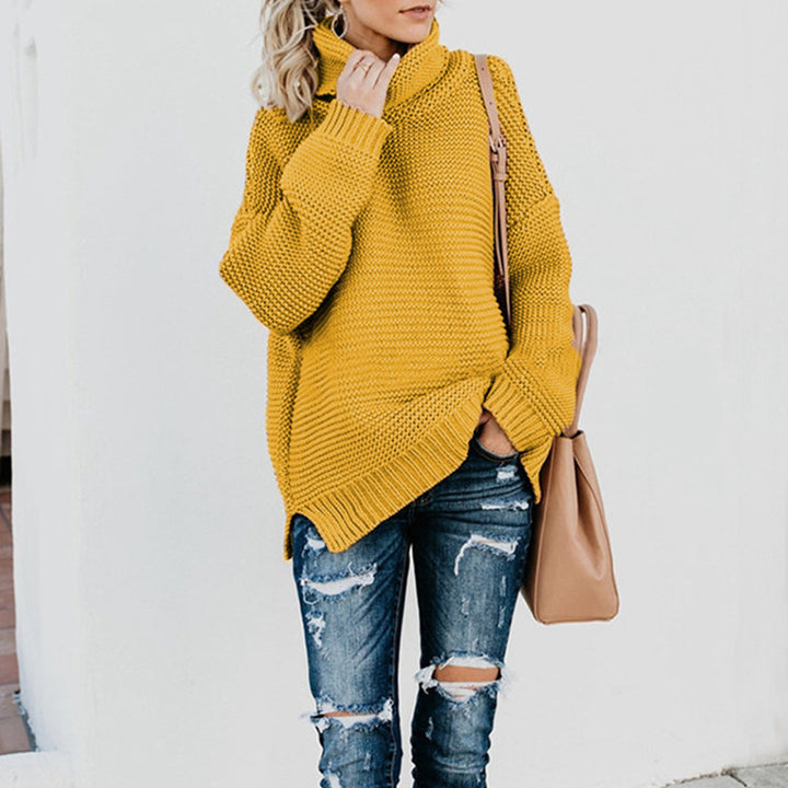 Kvinders hyggelige turtleneck sweater med tekstureret stik Stilla
