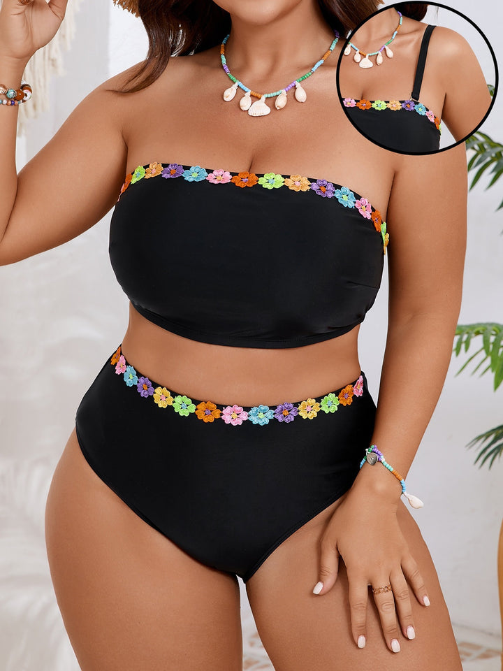 Dame Bandeau-bikini-sæt med floral accent Skovae