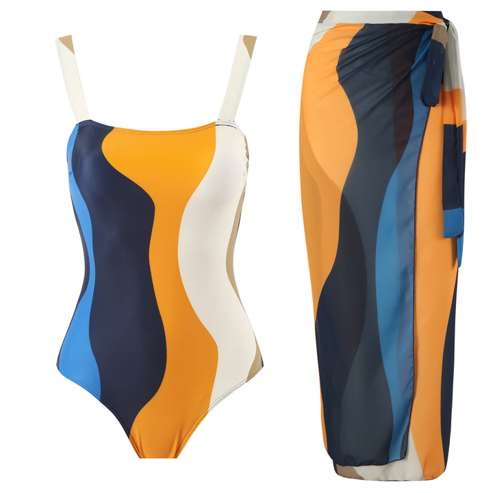 Dame badedragt med elegant sarong Stilla