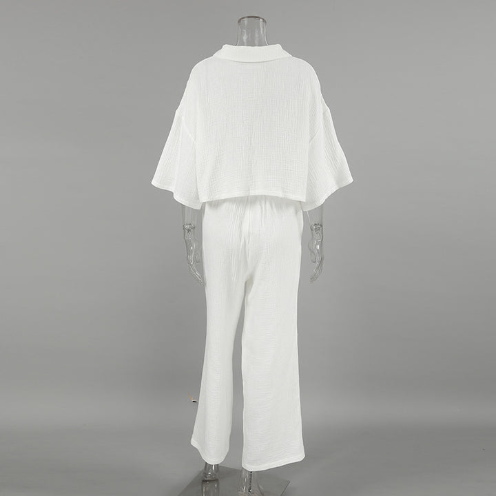 Dame afslappet jumpsuit-sæt med løs pasform og halvlange ærmer bluse Stilla