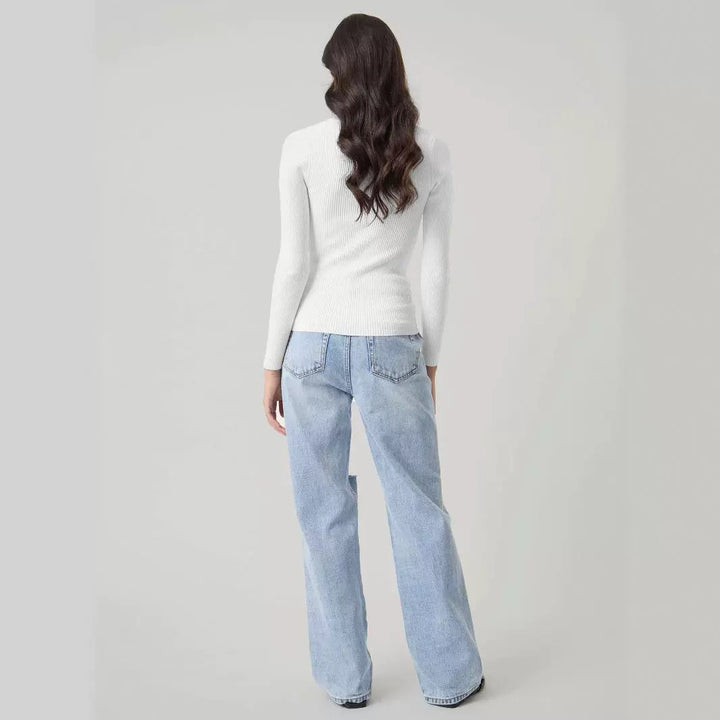 Dame figursyet ribtop med dekorerede knapper Stilla