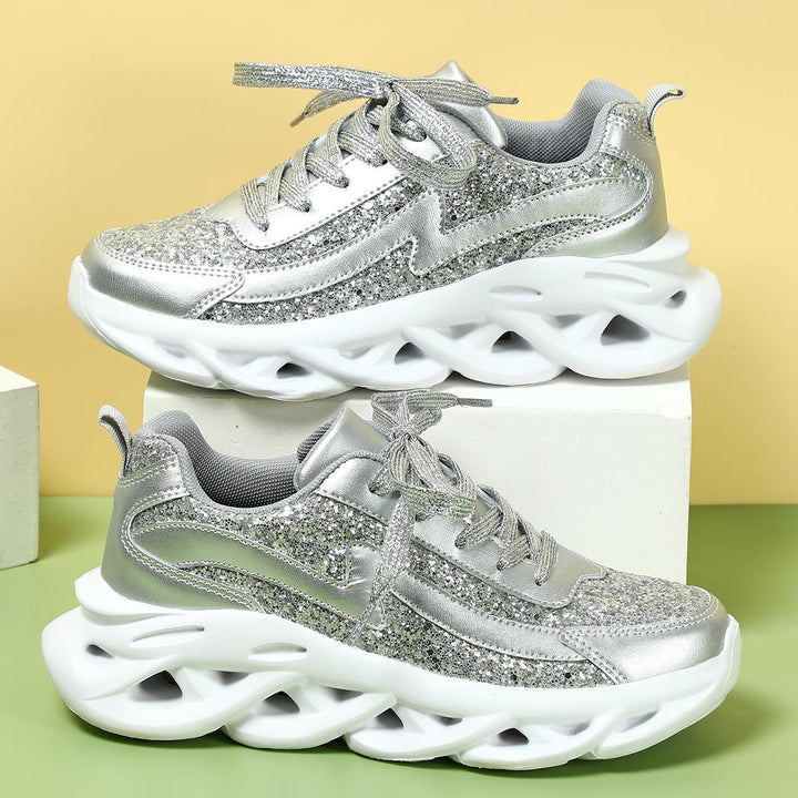 Dame Glitrende Sport-Sneakers med højdæmpende sål Stilla