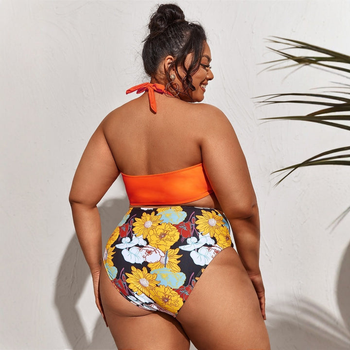Dame bikini sæt med høj talje og legende blomster mønster Skovae