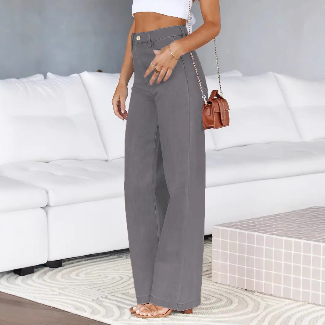 Dame brede High-Waist Jeans med elegant snit Stilla