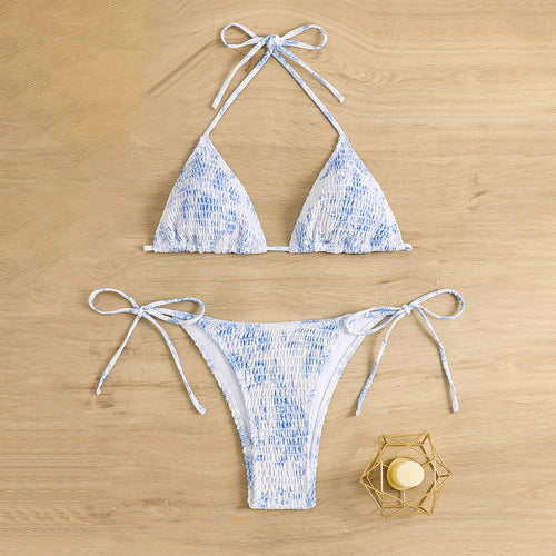 Dame triangel-bikini med justerbare snore og blikfang-ruffle Stilla