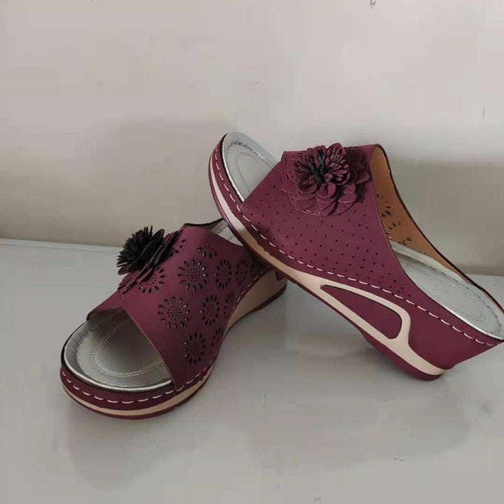 Dame elegante blomster-pantoletter med åndbart overmateriale og blødt fodseng Stilla