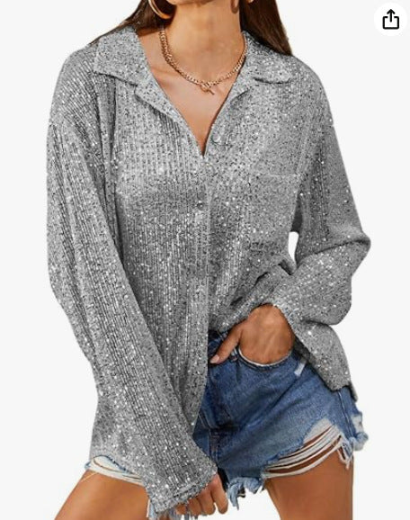 Damer Glitrende Oversize-Bluse med afslappet snit Stilla