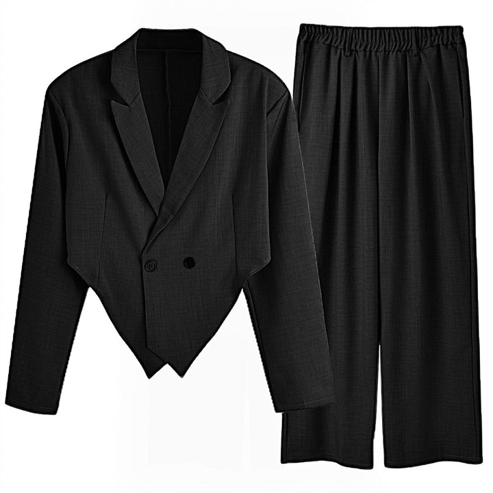 Dame nan Business-sæt med asymmetrisk draperet blazer og bundfalderbukser med gummibånd Skovae