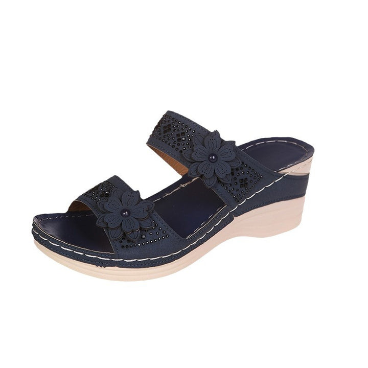 Dame Wedge-sandaler med modetrends blomsterapplikationer og remdekoration Stilla
