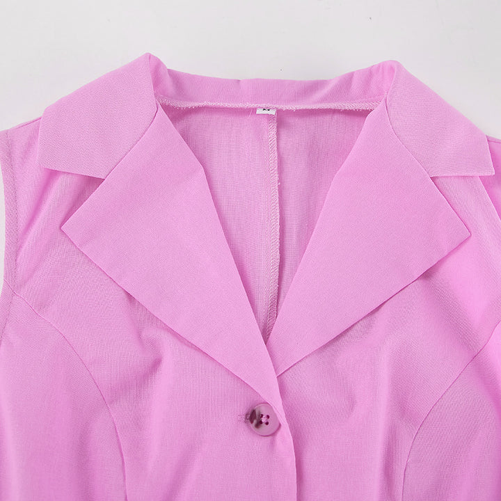 Dame elegant ærmeløs Blazer-jakke med matchende buksedragt Stilla