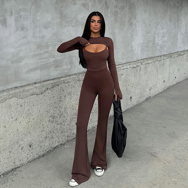 Dame Figurformende Jumpsuit med Cut-Out-detalje og stilfuldt langærmet design Stilla