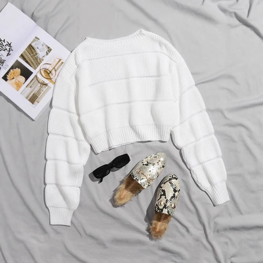 Dame moderigtige bløde crop pullover med tekstureret design Stilla