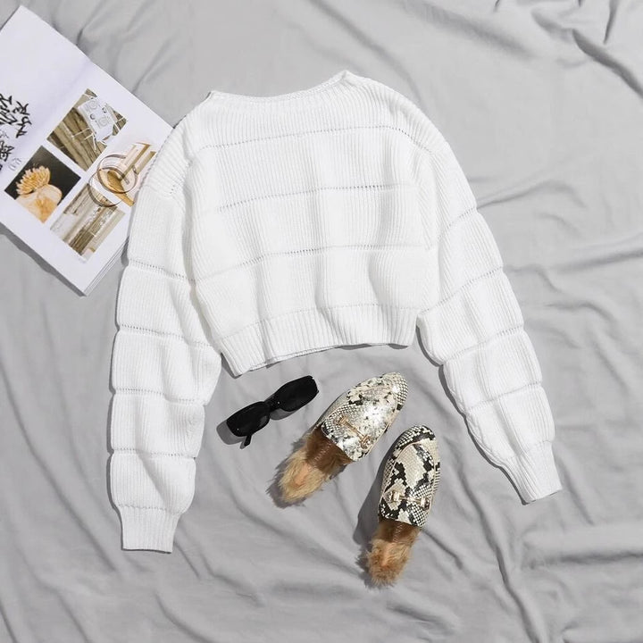 Dame moderigtige bløde crop pullover med tekstureret design Stilla