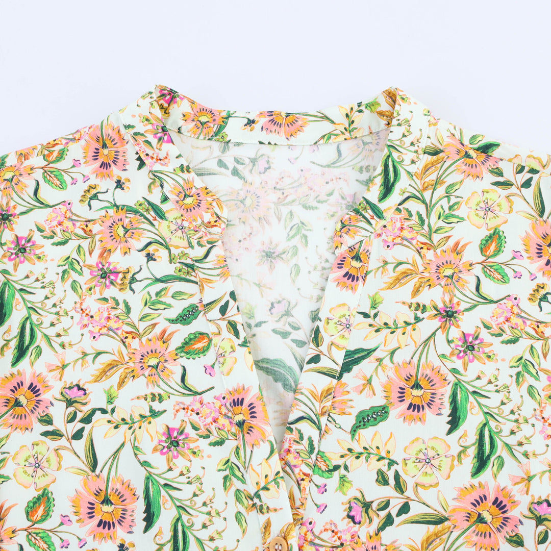 Dame Floral Print Maxi Kjole med Bælte-Detail Stilla