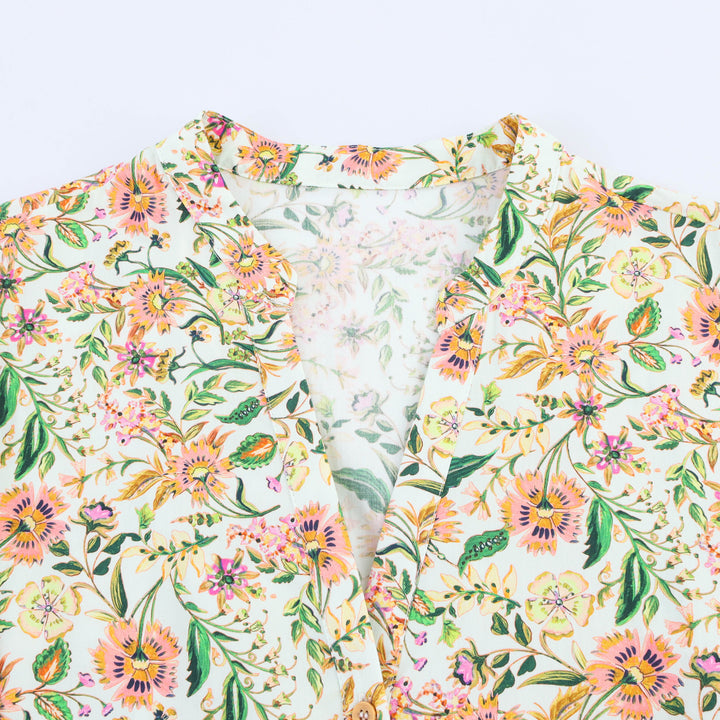Dame Floral Print Maxi Kjole med Bælte-Detail Stilla