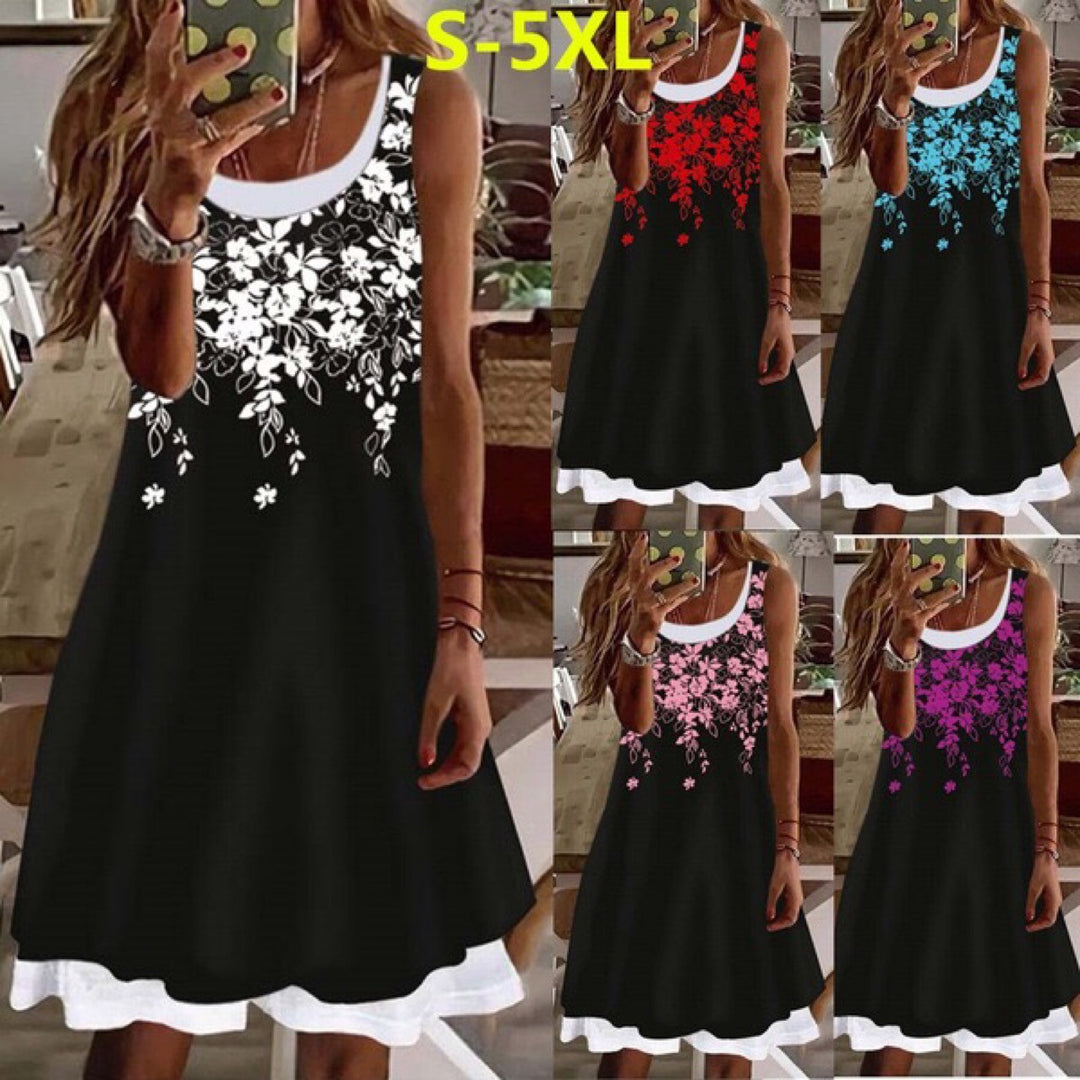 Dame Floral Broderi A-Linien Kjole Stilla