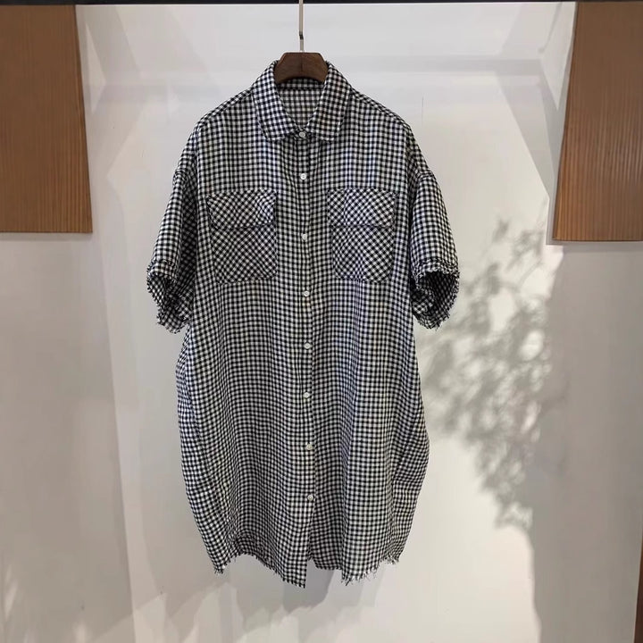 Dame Kortærmet Karo Button-Up Skjorte Stilla