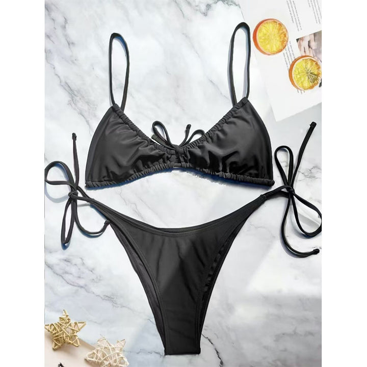 Dame Tie-Front Leopardmønster Bikini-Sæt Stilla