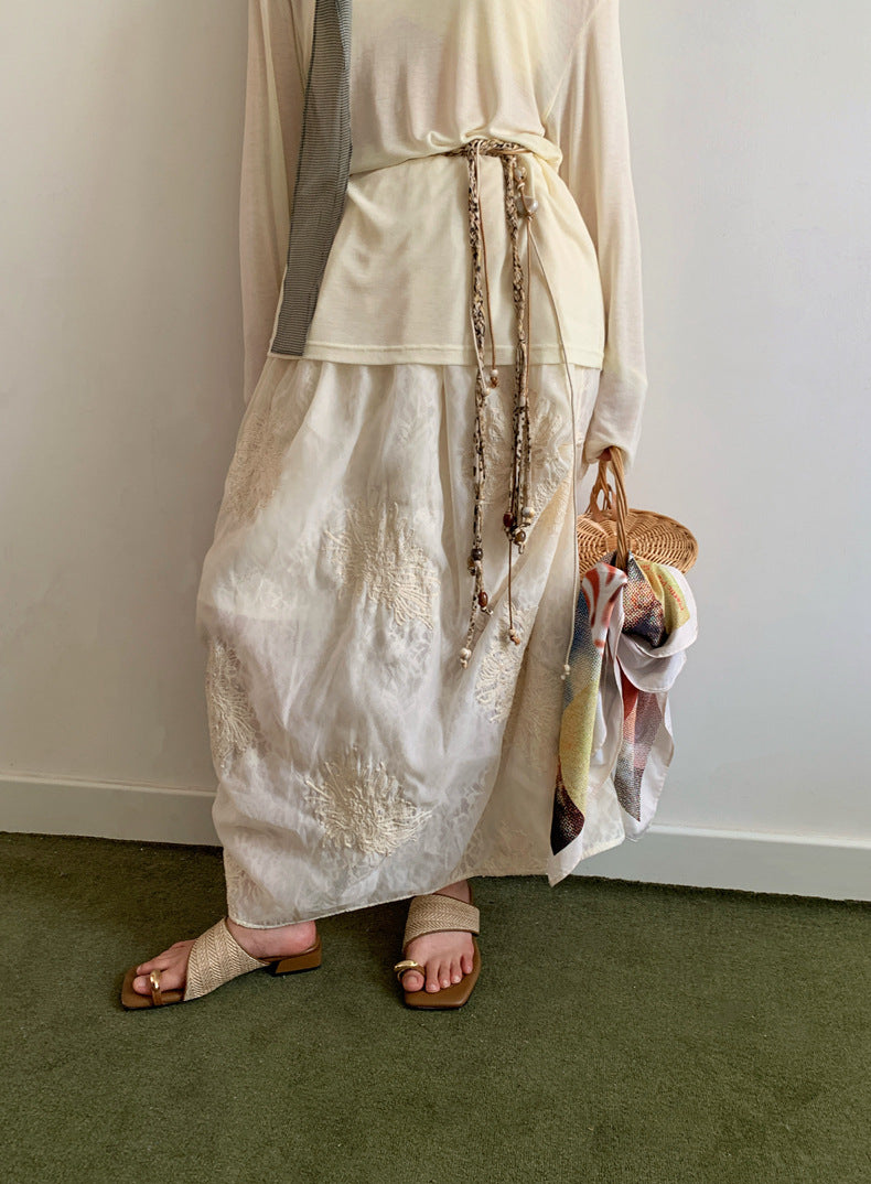 Dame elegant langærmet bluse med dekorative bånd Stilla