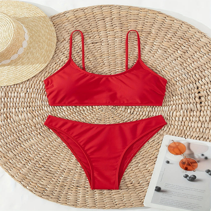 Dame Bikini-sæt med højskåret underdel og minimalistiske stropper Stilla