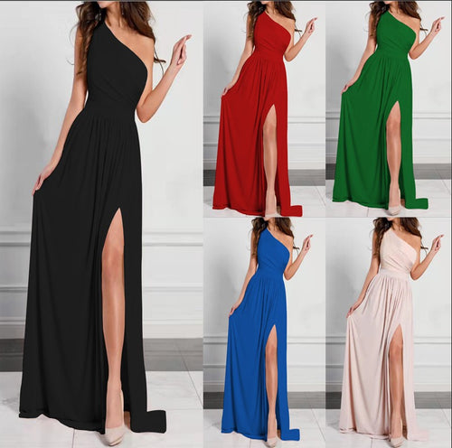 Damer Maxikjole i asymmetrisk design med sidelæg og elegant drapering Stilla