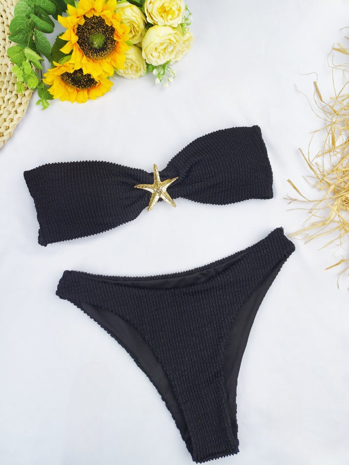 Dame bikini-sæt med elegant sløjfedekoration og justerbare stropper Skovae