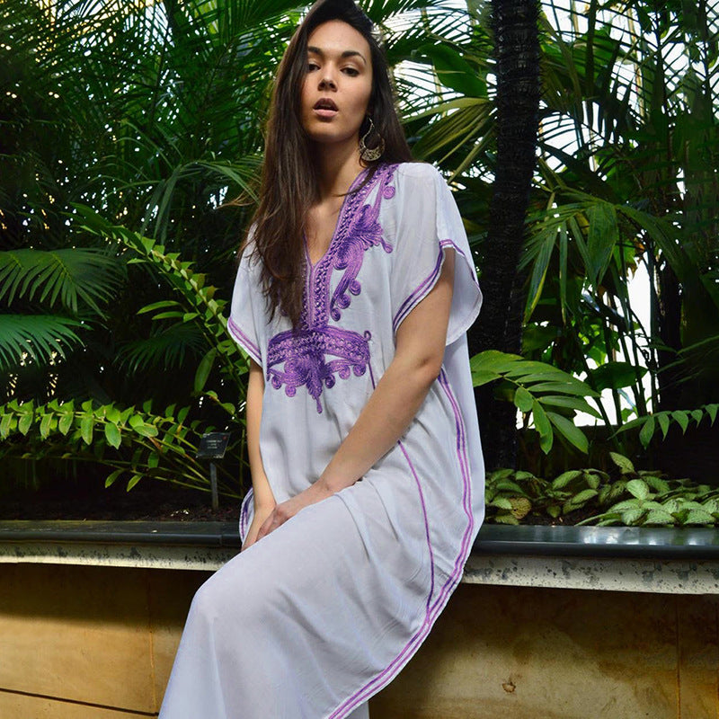 Dame Kaftan med detaljeret broderi og luftig snit Stilla
