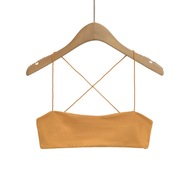 Dame rygfri crop-top med justerbare spaghetti-stropper og elastisk bånd Stilla
